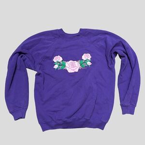 Vintage Purple Roses Crewneck Sweatshirt